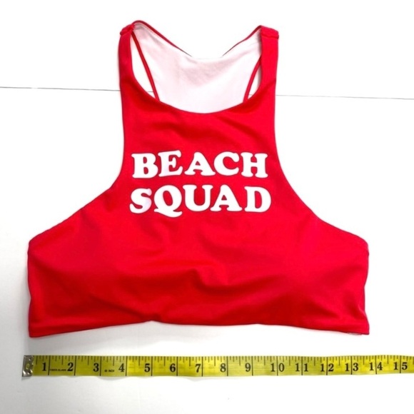 Victoria Secret Pink Beach Squad Logo Swim Bikini Top in Red - Picture 8 of 9